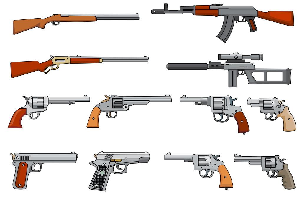 Various rifles, guns and pistols
