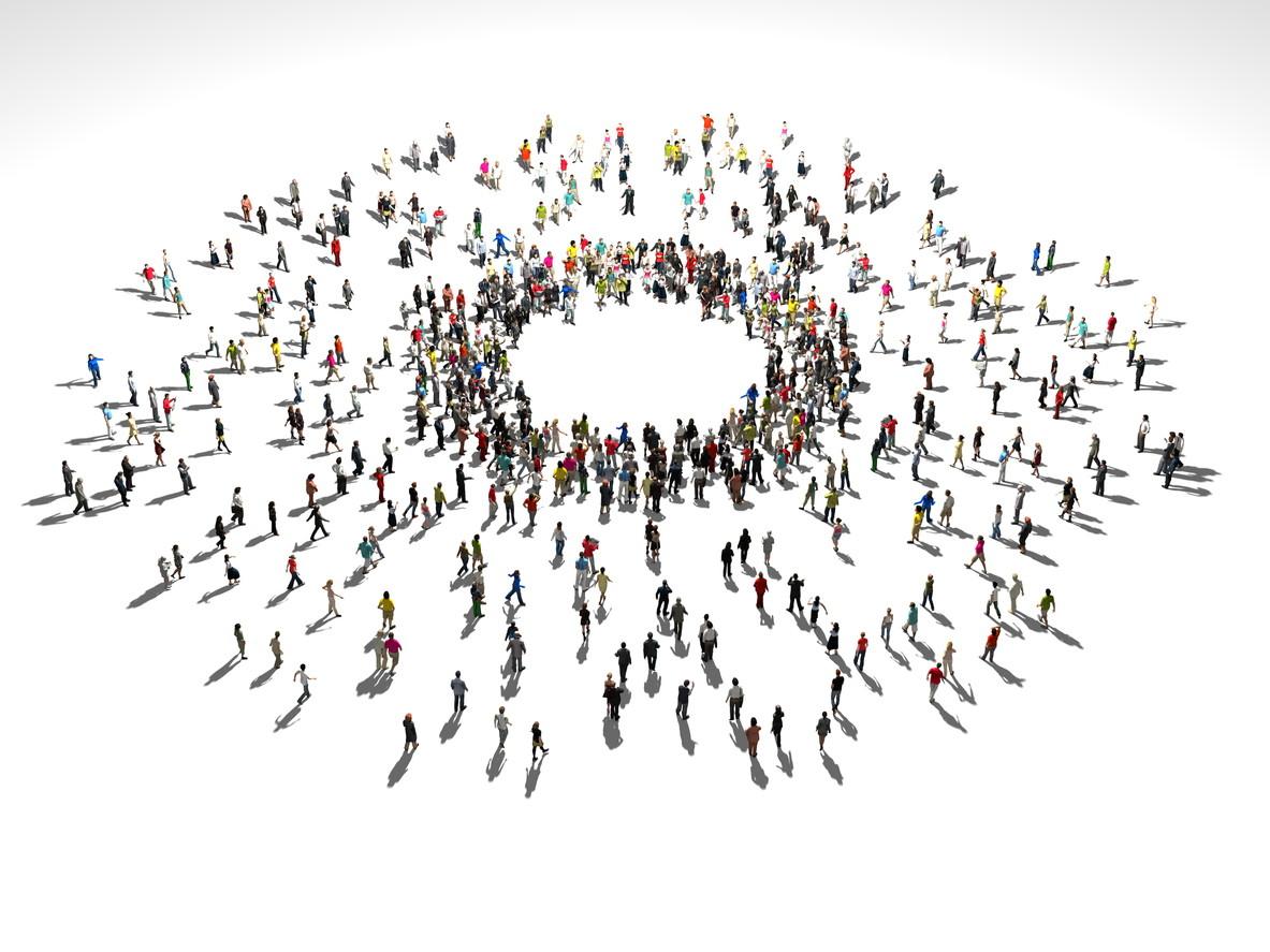 Many people gathering together in a circle