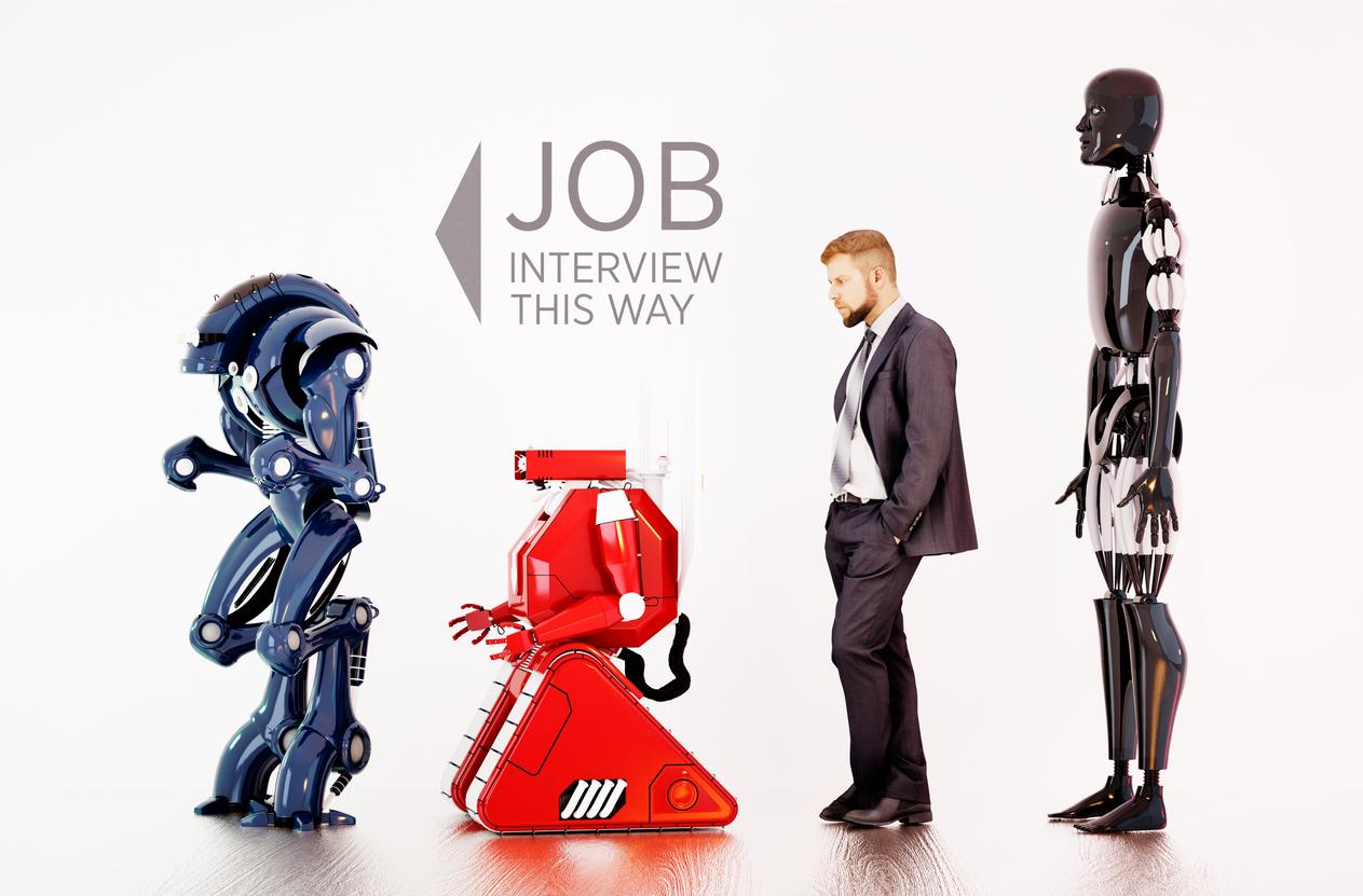 Robots waiting for job interview
