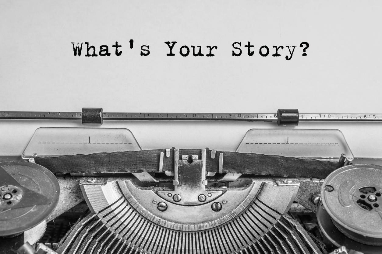 What's your story? The text is typed on paper with an old typewriter,