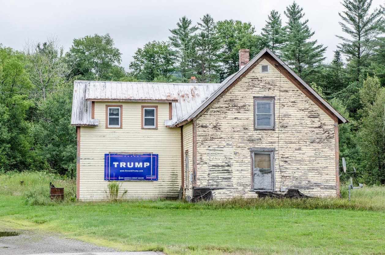 Abandoned House with a Trump electoral sign
