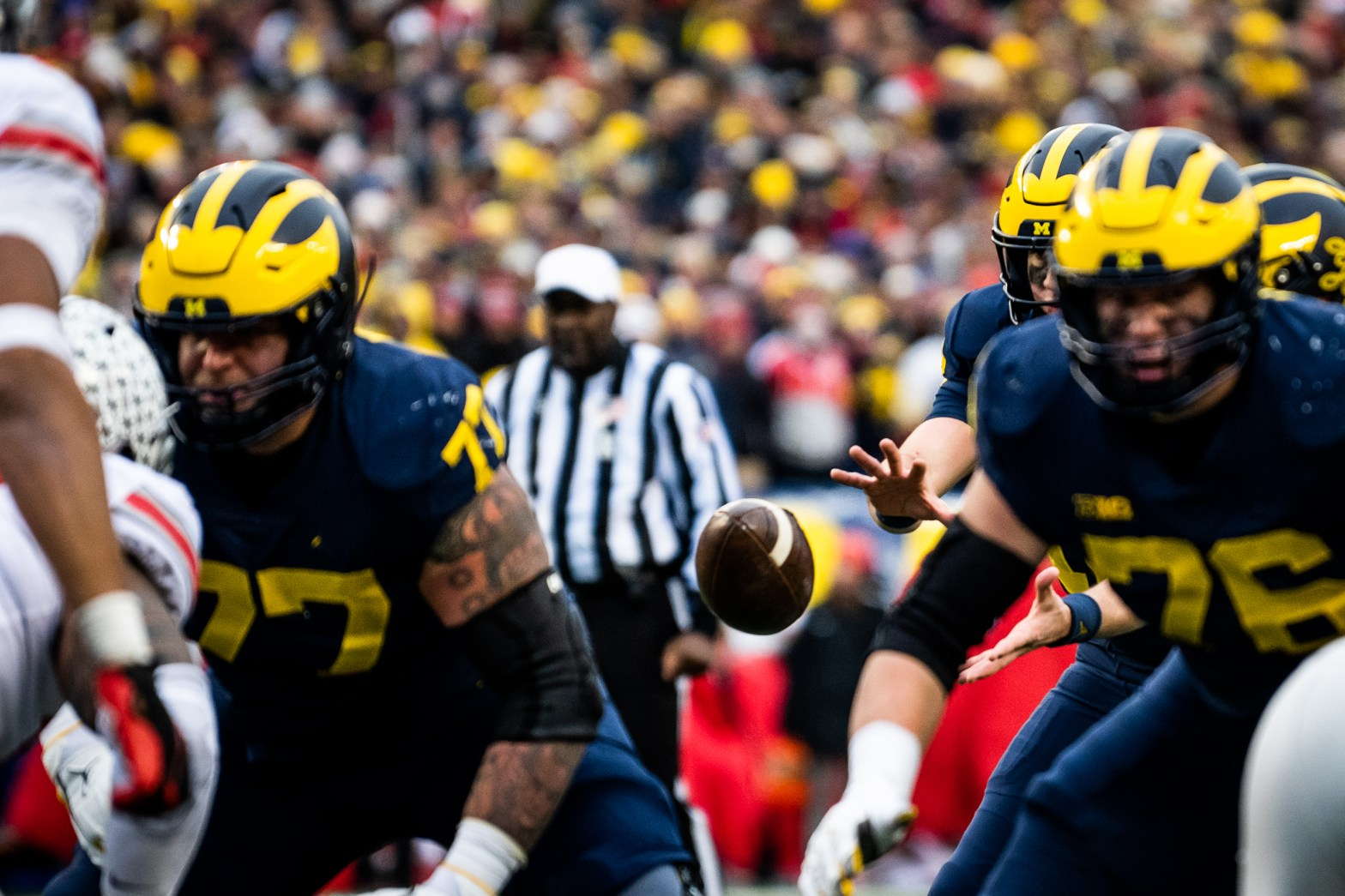 Michigan and Ohio State Football Players Facing Each Other
